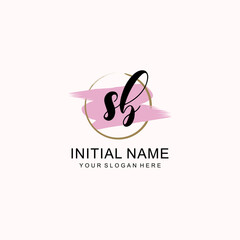 Initial SB beauty monogram, handwriting logo of initial signature, wedding, fashion, floral and botanical logo concept design.