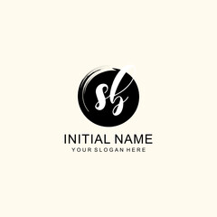 Initial SB beauty monogram, handwriting logo of initial signature, wedding, fashion, floral and botanical logo concept design.