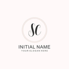 Initial SC beauty monogram and elegant logo design, handwriting logo of initial signature, wedding, fashion, floral
