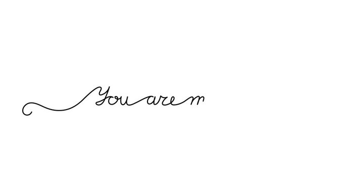 Animated illustration. Continuous One Line script cursive text you are my star. Hand-drawn minimalist style. 4K video
