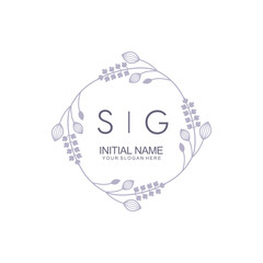 Initial SG beauty monogram and elegant logo design, handwriting logo of initial signature, wedding, fashion, floral