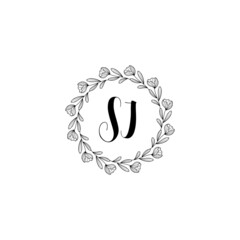 Initial SI beauty monogram and elegant logo design, handwriting logo of initial signature, wedding, fashion, floral