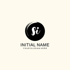 Initial SI beauty monogram, handwriting logo of initial signature, wedding, fashion, floral and botanical logo concept design.