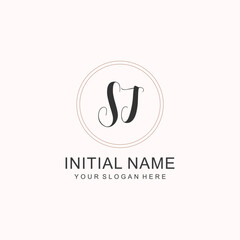 Initial SJ beauty monogram and elegant logo design, handwriting logo of initial signature, wedding, fashion, floral