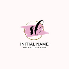 Initial SL beauty monogram, handwriting logo of initial signature, wedding, fashion, floral and botanical logo concept design.
