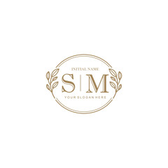 Initial letter SM beauty handwriting logo vector