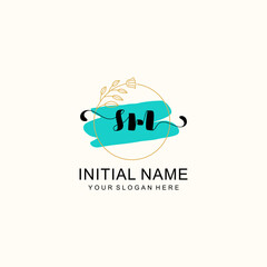 Initial SM beauty monogram, handwriting logo of initial signature, wedding, fashion, floral and botanical logo concept design.