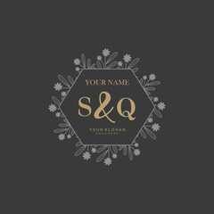 Initial letter SQ beauty handwriting logo vector