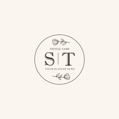 Initial letter ST beauty handwriting logo vector