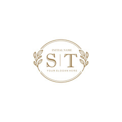 Initial letter ST beauty handwriting logo vector