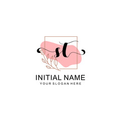 Initial ST beauty monogram, handwriting logo of initial signature, wedding, fashion, floral and botanical logo concept design.