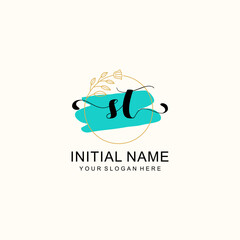 Initial ST beauty monogram, handwriting logo of initial signature, wedding, fashion, floral and botanical logo concept design.