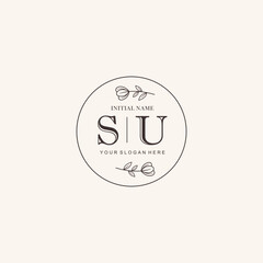 Initial letter SU beauty handwriting logo vector