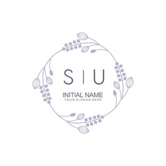 Initial SU beauty monogram and elegant logo design, handwriting logo of initial signature, wedding, fashion, floral