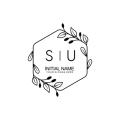 Initial SU beauty monogram and elegant logo design, handwriting logo of initial signature, wedding, fashion, floral