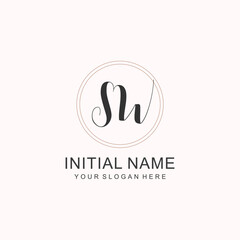 Initial SW beauty monogram and elegant logo design, handwriting logo of initial signature, wedding, fashion, floral