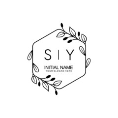 Initial SY beauty monogram and elegant logo design, handwriting logo of initial signature, wedding, fashion, floral