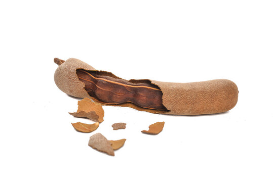 sweet brown tamarind,  isolated on white background. Close up