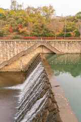 bridge over the river in autumn