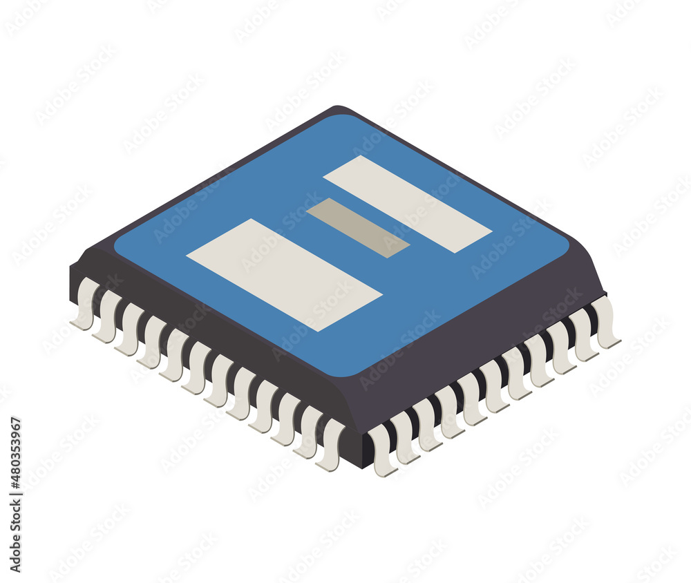 Sticker Microprocessor Isometric Icon