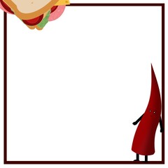 A frame with an image of sandwiches and vegetables. Suitable for advertising, menus, postcards with your text.