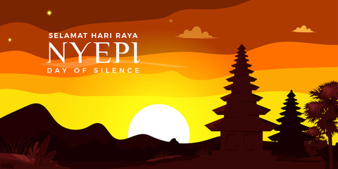 Happy silence day with sunset from bali island