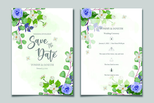 set of invitation  with flowers