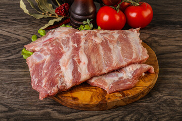 Raw pork ribs for cooking