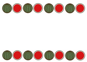 かわいいスイカのイラスト　フレーム素材