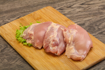 Raw chicken boneless and skinless leg