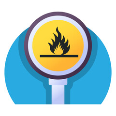 Fire Flame Concept, Burning Vector Color Icon Design, Modern traffic guide warning sign, Regulatory and recognisable symbol, Mandatory Road signage stock illustration