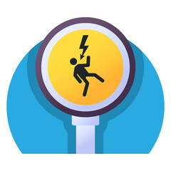 Electrocution Risk Concept, High Voltage Vector Icon Design, Modern traffic guide warning sign, Regulatory and recognisable symbol, Mandatory Road signage stock illustration