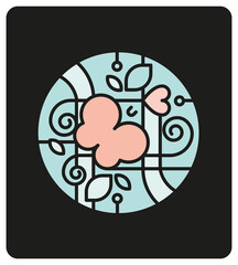 célébrer la saint-valentin, mariage, anniversaire. Sticker, tampon, symbole, amour, union, fête, célébration. faire-part, cadeau, invitation. Lignes, vecteur, vitrail, modifiable, pastel