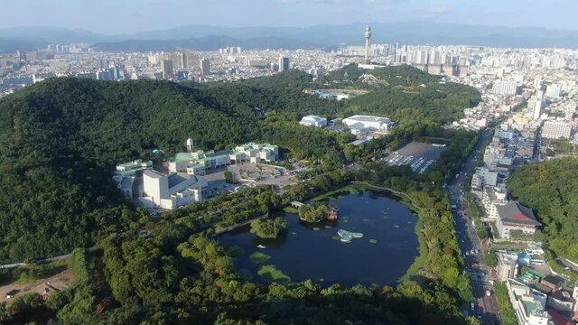 대구시 두류공원과 성당못의 풍경