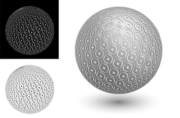 decorative sphere with engraving Oriental ornate with diamonds and stars. Design element for banner decoration. Easy to edit color. Isolated black and white vector