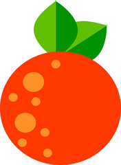 An orange with leaves on the white background