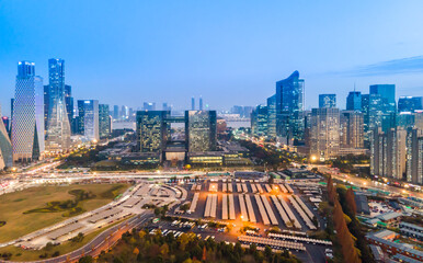Fototapeta na wymiar Aerial photography of modern urban landscape of Hangzhou, China