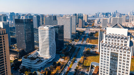 Aerial photography of modern urban landscape of Hangzhou, China