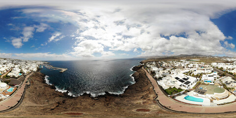 360 degree sphere panoramic aerial photo taken in the beautiful Lanzarote in Spain one of the...