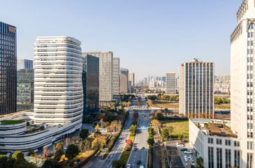 Aerial photography of modern urban landscape of Hangzhou, China