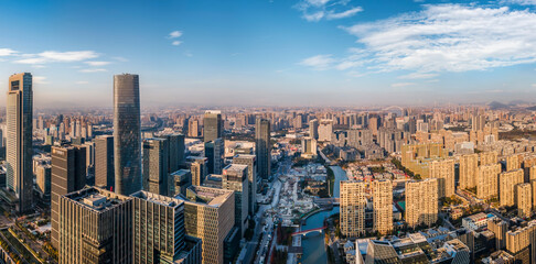 Obraz premium Aerial photography of modern urban landscape of Hangzhou, China