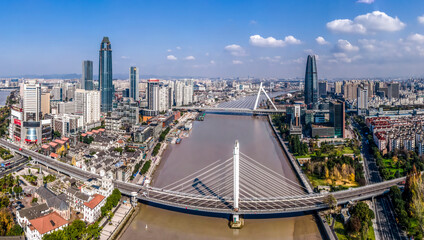 Aerial photography of modern urban landscape of Hangzhou, China