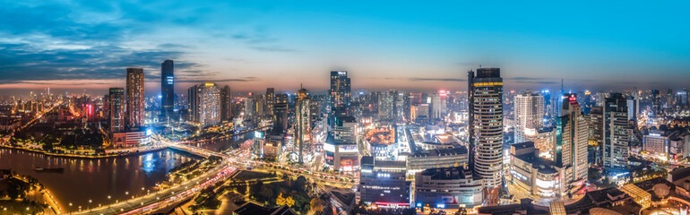 Fototapeta na wymiar Aerial photography China Ningbo modern city landscape night view