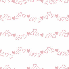 seamless pink hand draw heart from chalk paint colour pattern background , kids pattern
