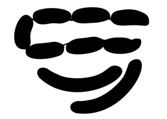 Meat sausages in a set. Vector image.