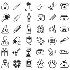 Veterinary Icons. Line With Fill Design. Vector Illustration.