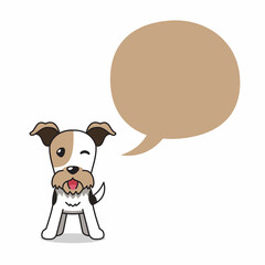 Cartoon character wire fox terrier dog with speech bubble for design.