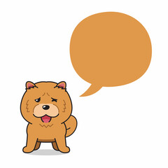 Cartoon character chow chow dog with speech bubble for design.
