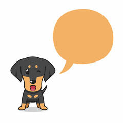 Cartoon character dachshund dog with speech bubble for design.