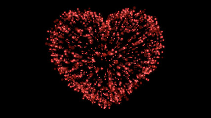 red heart explosion. red particle heart